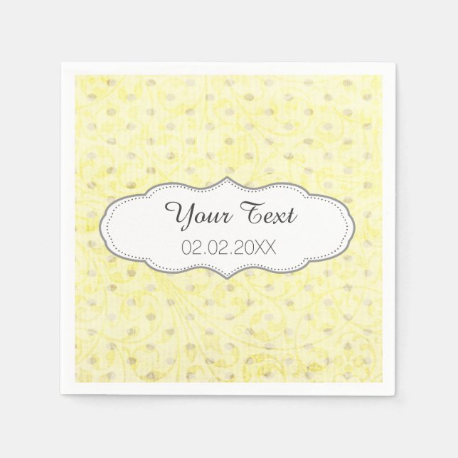 Gelbe Polka dots personalisierte Servietten (Vorderseite)