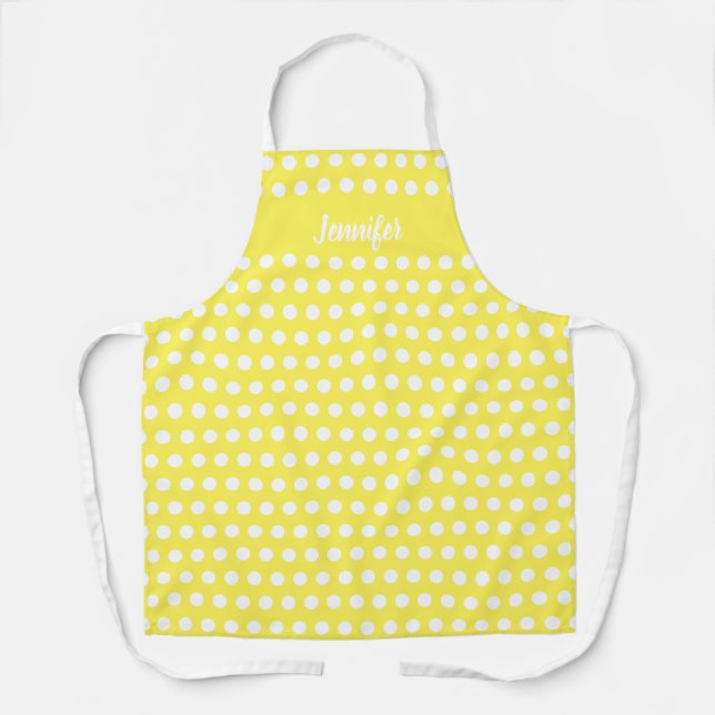 Gelbe Polka Dots Personalisiertes Backen Schürze (Vorderseite)