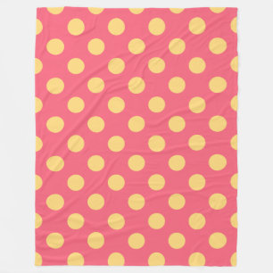 Gelbe Polka Punkte auf Korallen Fleecedecke