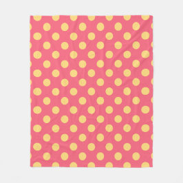 Gelbe Polka Punkte auf Korallen Fleecedecke