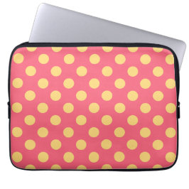 Gelbe Polka Punkte auf Korallen Laptopschutzhülle