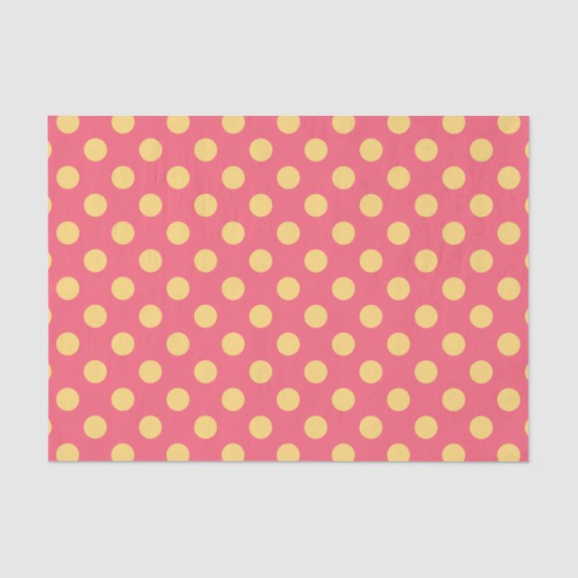 Gelbe Polka Punkte auf Korallen Seidenpapier (Vorderseite)