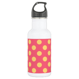 Gelbe Polka Punkte auf Korallen Trinkflasche