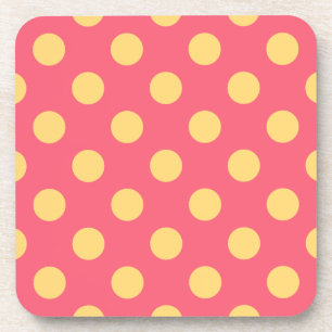 Gelbe Polka Punkte auf Korallen Untersetzer