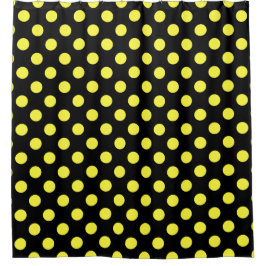 Gelbe Polka-Punkte auf schwarzem Hintergrund Duschvorhang