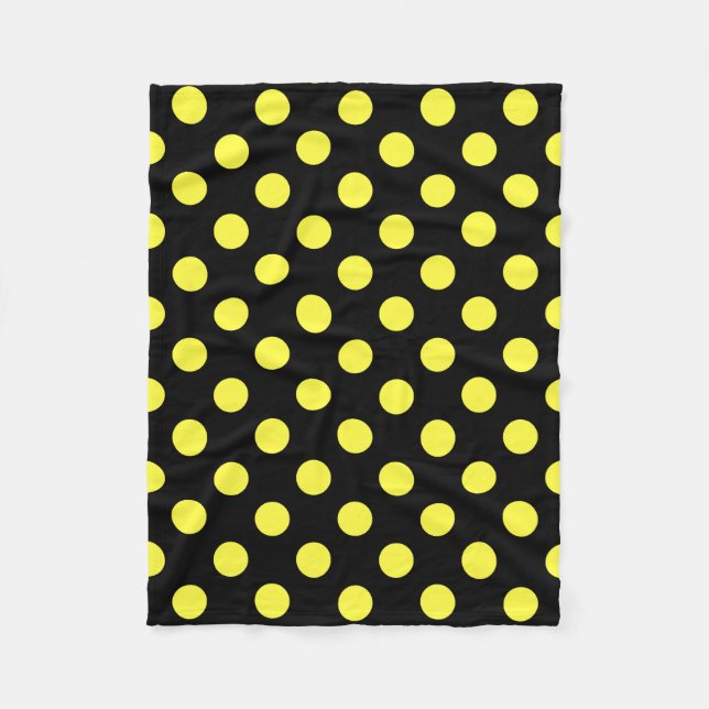 Gelbe Polka-Punkte auf schwarzem Hintergrund Fleecedecke (Vorderseite)