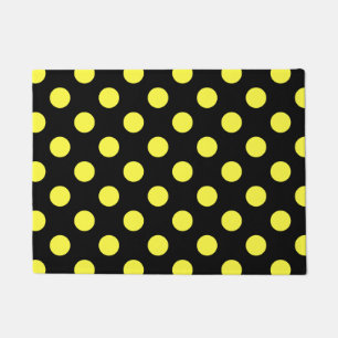 Gelbe Polka-Punkte auf schwarzem Hintergrund Fußmatte
