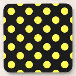 Gelbe Polka-Punkte auf schwarzem Hintergrund Getränkeuntersetzer
