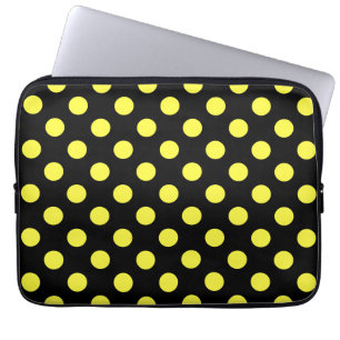 Gelbe Polka-Punkte auf schwarzem Hintergrund Laptopschutzhülle