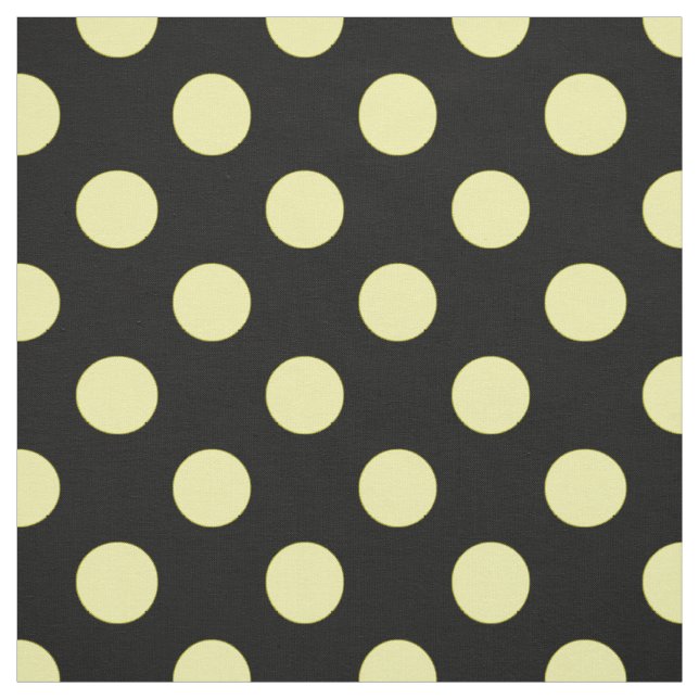 Gelbe Polka-Punkte auf schwarzem Hintergrund Stoff (Muster)