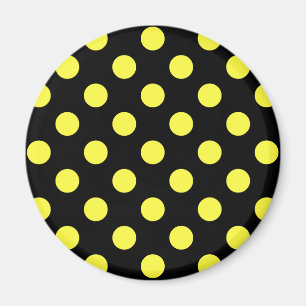 Gelbe Polka-Punkte auf schwarzem Rücken Magnet