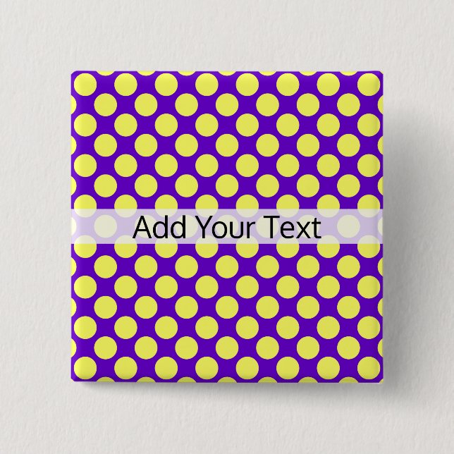 Gelbe Polka Punkte mit Lila Hintergrund STaylor Button (Vorderseite)