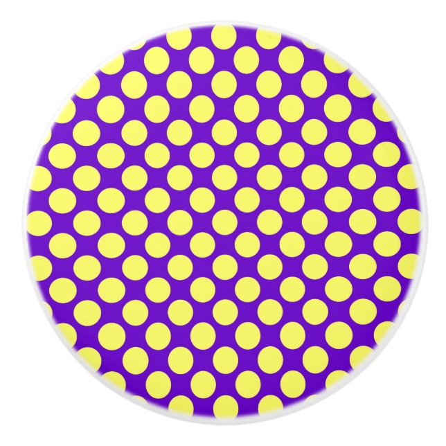Gelbe Polka Punkte mit Lila Hintergrund STaylor Keramikknauf (Vorderseite)