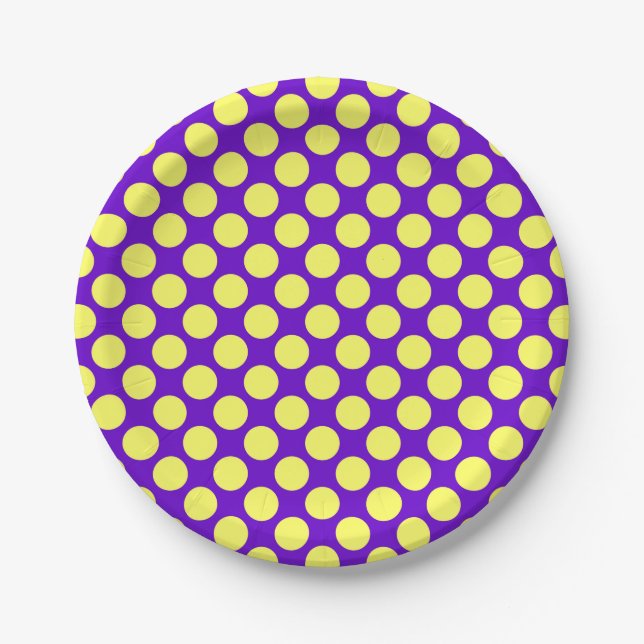 Gelbe Polka Punkte mit Lila Hintergrund STaylor Pappteller (Vorderseite)