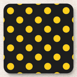Gelbe Polka-Punkte mit schwarzem Hintergrund Getränkeuntersetzer