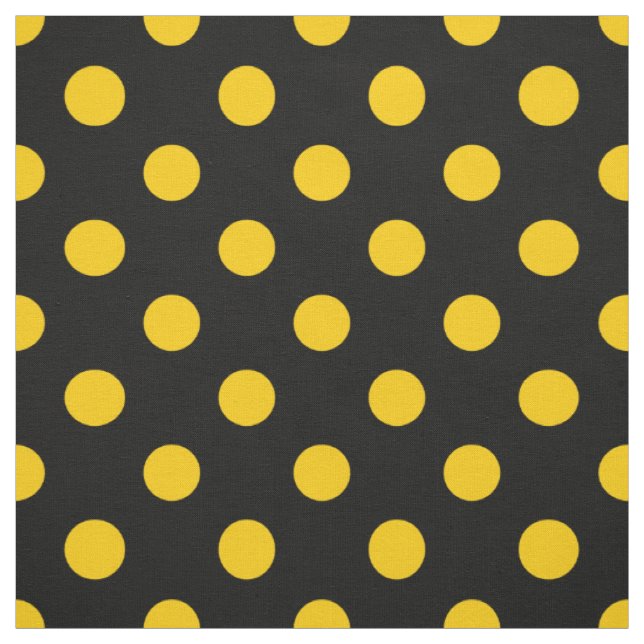 Gelbe Polka-Punkte mit schwarzem Hintergrund Stoff (Muster)