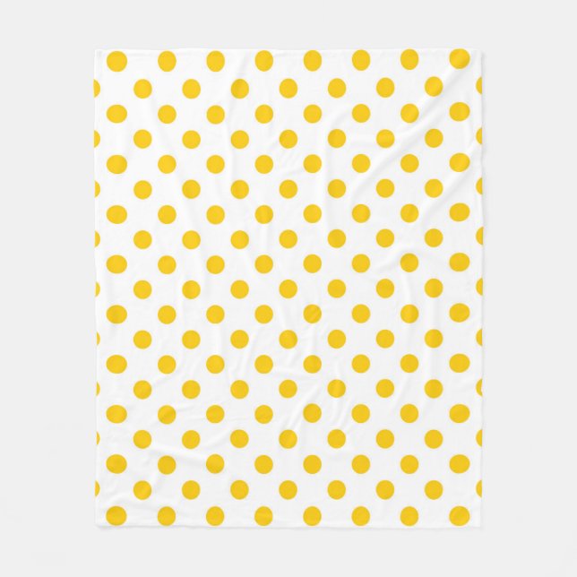 Gelbe Polka-Punkte mit weißem Hintergrund Fleecedecke (Vorderseite)