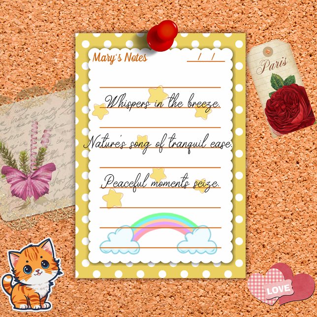 Gelbe Polka-Punkte, niedliche Sterne & Regenbogen  Post-it Klebezettel (Von Creator hochgeladen)