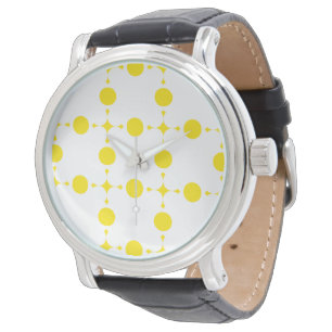 Gelbe Polka-Punkte, Polka-Dottern-Muster, Punkte, Armbanduhr