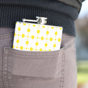 Gelbe Polka-Punkte, Polka-Dottern-Muster, Punkte, Flachmann