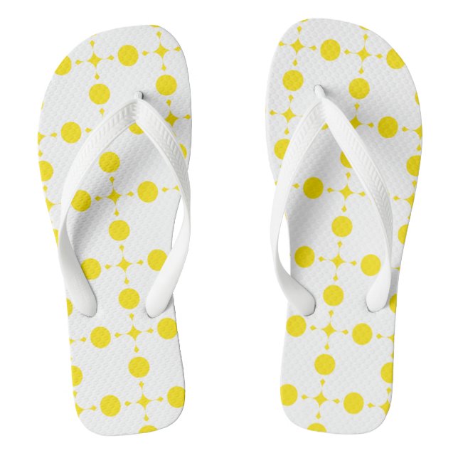 Gelbe Polka-Punkte, Polka-Dottern-Muster, Punkte,  Flip Flops (Fußbett)