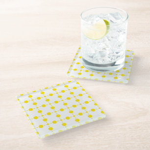 Gelbe Polka-Punkte, Polka-Dottern-Muster, Punkte,  Glasuntersetzer