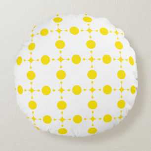 Gelbe Polka-Punkte, Polka-Dottern-Muster, Punkte,  Rundes Kissen