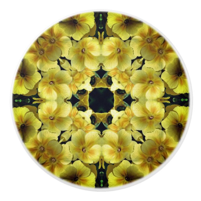 Gelbe Primrose Blume Abstrakt Art   Keramikknauf (Vorderseite)