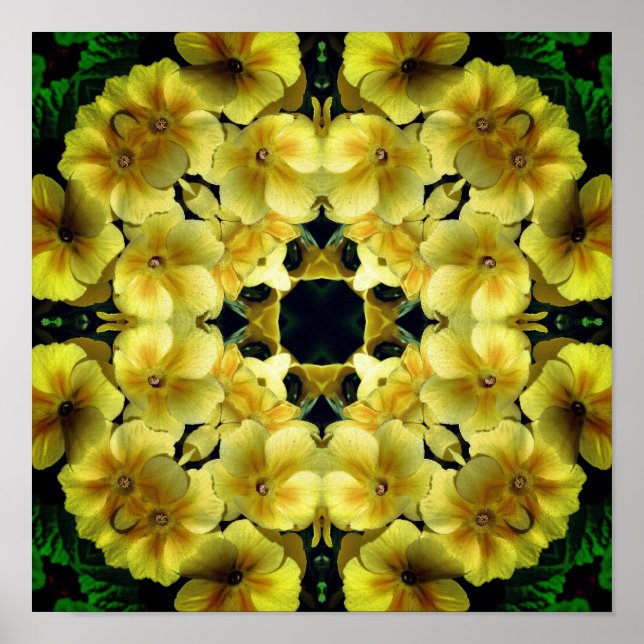 Gelbe Primrose Blume Abstrakt Art Poster (Vorne)