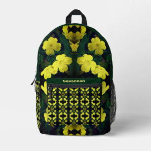 Gelbe Primrose Blume Abstrakt Personalisiert Bedruckter Rucksack