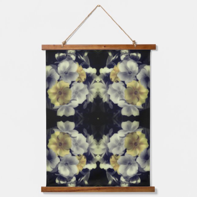 Gelbe Primrose Blume Abstrakt Wandteppich Mit Holzrahmen (Vorderseite)