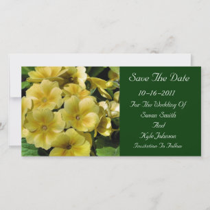 Gelbe Primrose Blume Hochzeit rettet das Datum Save The Date
