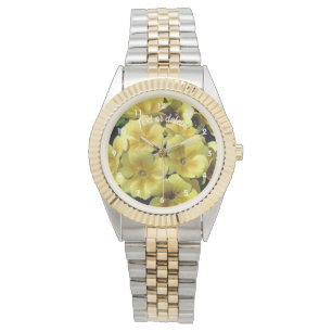 Gelbe Primrose Frühlingsblumen Personalisiert Armbanduhr