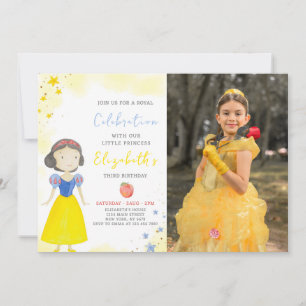 Gelbe Prinzessin zum Geburtstag Einladung mit Foto