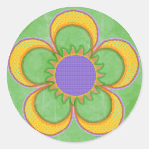 Gelbe Punkt-Blume Runder Aufkleber