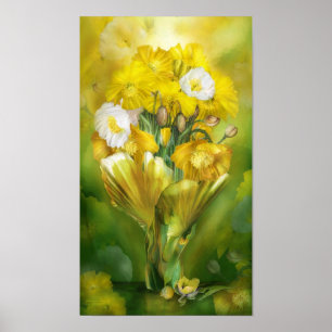 Gelbe Pupillen in Poppy Vase Art Poster/Print Poster