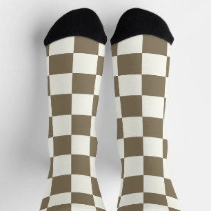 Gelbe Quadrate, braun, weißes geometrisches Retro Socken