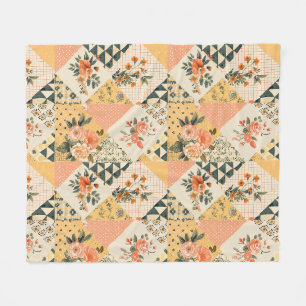 Gelbe Quilt-Patchwork-Gingham-Cottagecore-Decke Fleecedecke