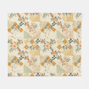 Gelbe Quilt-Patchwork-Gingham-Cottagecore-Decke Fleecedecke
