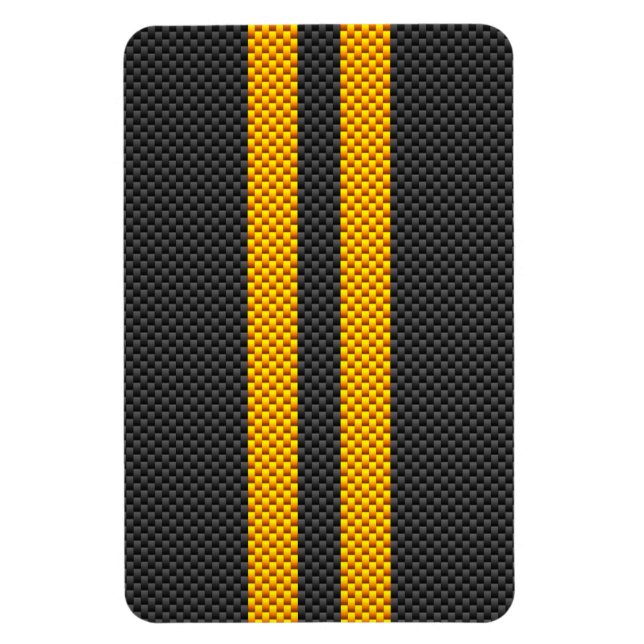 Gelbe Racing Streifen Carbon Fibre Style Magnet (Vertikal)