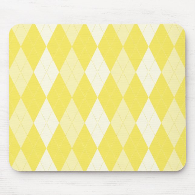 Gelbe Raute Blassgoldfarben Kleine Diamantform Mousepad (Vorne)
