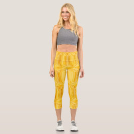 Gelbe Rautenmuster Capri Leggings