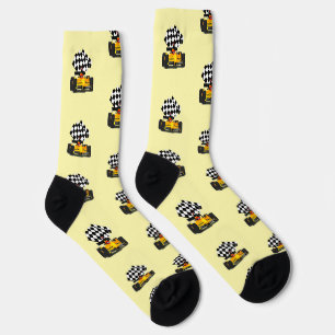 Gelbe Rennwagen - Schachtel-Flag-Sport Socken