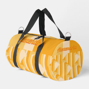 Gelbe Retro-70er-Jahre-Muster individuell anpassba Duffle Bag