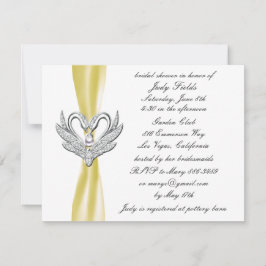 Gelbe Ribbon Silver Swan Bridal Dusche Einladung