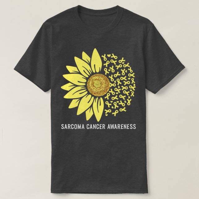 Gelbe Ribbon-Sonnenblume Sarcoma Krebs Bewusstsein T-Shirt (Design vorne)