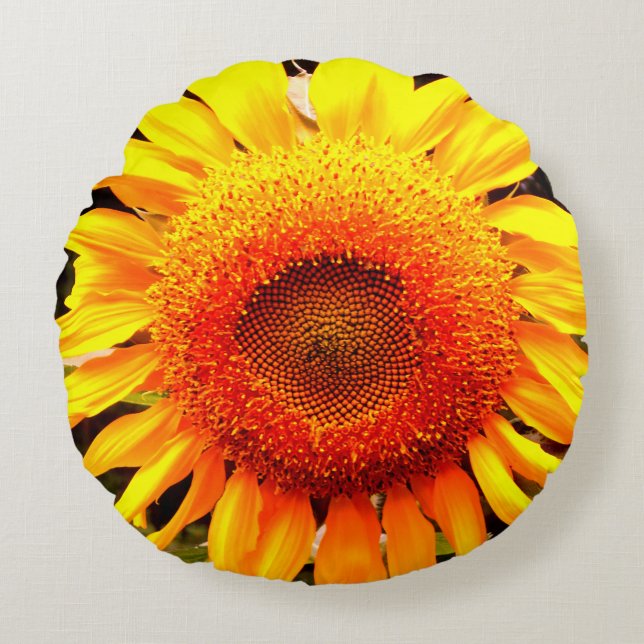 Gelbe Riesenblume Rundes Kissen (Vorderseite)