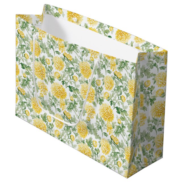 Gelbe Ringelblumen Hochzeitsshower Große Geschenktüte (Vorderseite Schrägansicht)