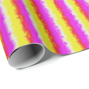 Gelbe Rosa Artdeco Regenbogen Streifen Geschenkpapier