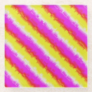 Gelbe Rosa Artdeco Regenbogen Streifen Glasuntersetzer